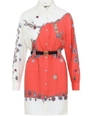 Versace Dress Twill Silk Stolen Jewels - Red