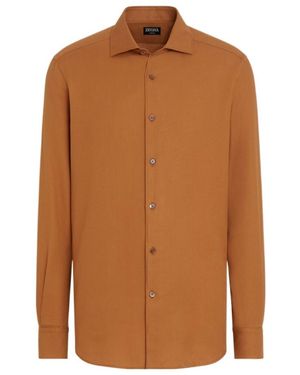 ZEGNA Cashco Long-Sleeved Shirt - Brown