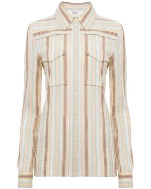 Chloé Chloé Striped Long-Sleeved Shirt - Natural
