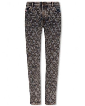 DIESEL Quilted Diamond Pattern Straight-Leg Jeans - Grey