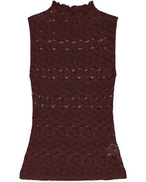 Veronica Beard Lace High-Neck Top - Purple