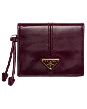 Prada Small Leather Wallet - Purple
