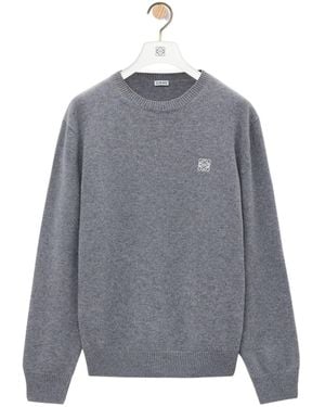 Loewe Logo Embroidered Crewneck Jumper - Grey