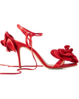 Magda Butrym 105Mm Rose-Detail Lace-Up Sandals - Red