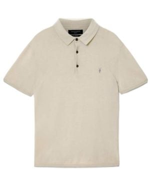 AllSaints Mode Merino Short Sleeve Ramskull Polo Shirt - White