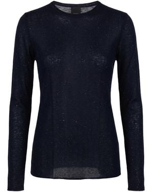 Pinko Glitter-Embellished Long-Sleeve Top - Blue