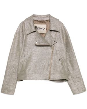 Herno Cropped Moto Jacket - Gray