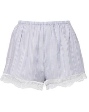 FRAME Stripe Lace Silk Shorts - White