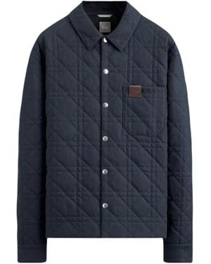 Dior Cannage Overshirt With Leather Patch - Blue