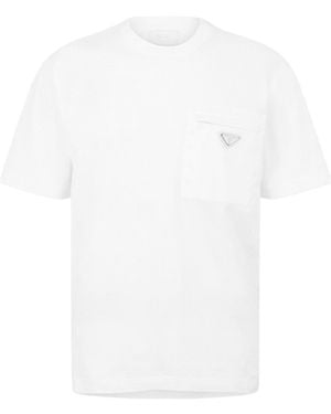 Prada Plain Cotton Badge Pocket T-Shirt - White