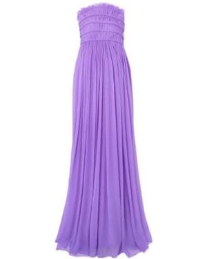 Oscar de la Renta Strapless Ruffled Dress - Purple