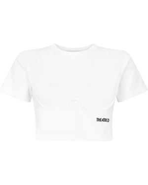 The Attico The Contoured Hem Cropped T-Shirt - White