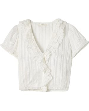 Doen Bernadette Ruffled Lace-Trim Blouse - White