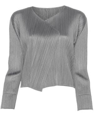 Pleats Please Issey Miyake Pleated Long-Sleeve Jacket - Grey