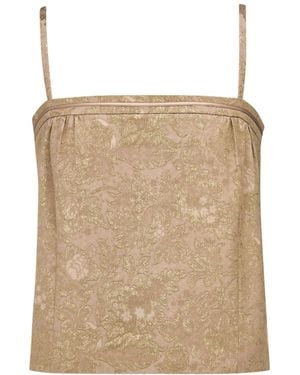 Saint Laurent Spaghetti Strap Top - Natural