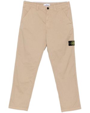 Stone Island Logo Cotton Cargo Trousers - Natural