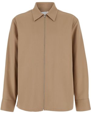 Jil Sander Zip-Up Gabardine Shirt - Brown