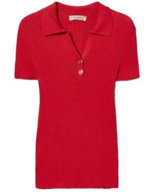 Twinset Fine Ribbed Polo Top - Red