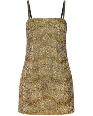 Missoni Striped Metallic Crochet-Knit Mini Dress - Green