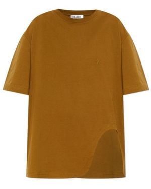 The Attico The Logo Embroidered T-Shirt - Brown