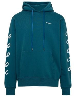 Off-White c/o Virgil Abloh Logo-Print Drawstring Hoodie - Blue