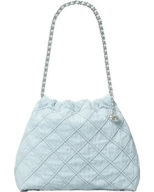 Tory Burch Fleming Soft Denim Hobo Bag - Blue