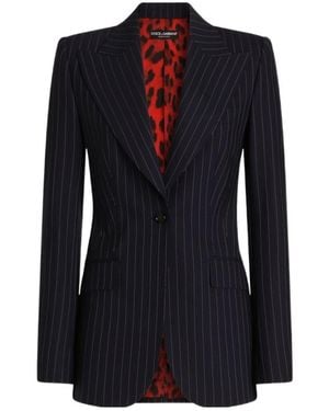 Dolce & Gabbana Lapel Long-Sleeved Suit Jacket - Blue