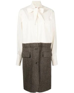 Uma Wang Long-Sleeve Shirt Midi Dress - White