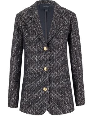Giambattista Valli Single-Breasted Glittering Tweed Blazer - Black
