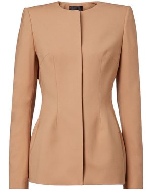 Mugler Crew Neck Suit Jacket - Brown