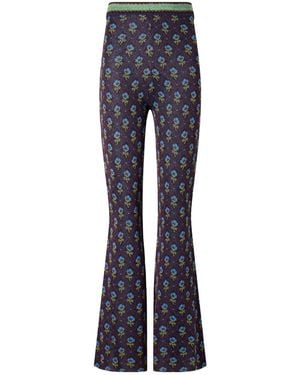 Etro Floral Knitted Flared Trousers - Blue