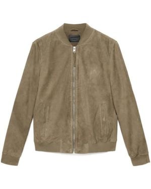 AllSaints Long-Sleeved Suede Bomber Jacket - Green