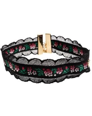 Chloé Chloé Folk Floral Lace Choker Necklace - White