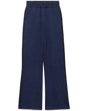 KENZO Drawstring Wide-Leg Knitted Trousers - Blue
