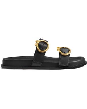 Dior Round-Toe Flat Sandals - Black