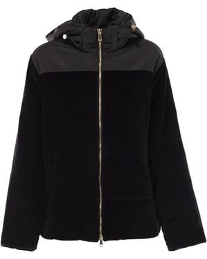 Fabiana Filippi Hooded Padded Velvet Jacket - Black
