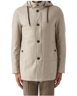 Herno Long-Sleeved Hooded Padded Jacket - Natural