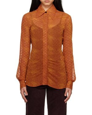 Victoria Beckham Fitted Long-Sleeved Shirt - Brown