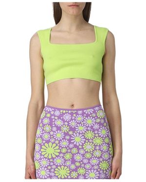 Sportmax Sleeveless Cotton Cropped Top - Green