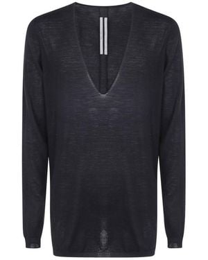 Rick Owens V-Neck Wool Jumper - Blue