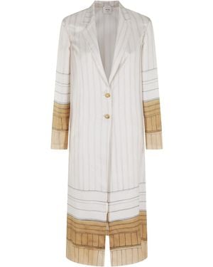 Alysi Striped Long Shirt Dress - White