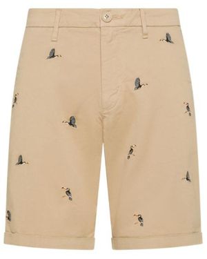 Sun 68 Chino Shorts Embroidery - Natural
