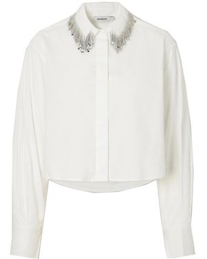 Jonathan Simkhai Renata Cropped Beaded Shirt - White