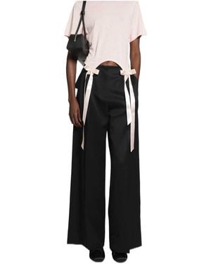 Simone Rocha Wide-Leg Casual Trousers - Black