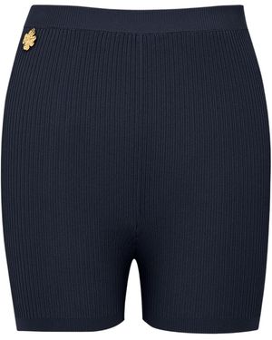 Saint Laurent Rib-Knit Cycling Shorts - Blue