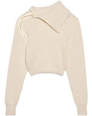 Jacquemus Asymmetric Mock-Neck Sweater - Natural