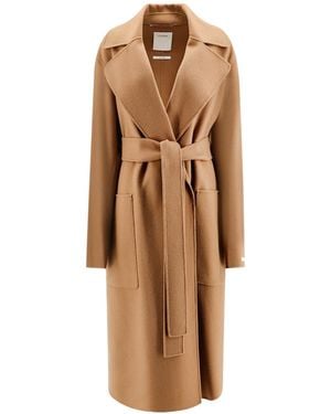 Sportmax Buttoned Long-Sleeved Coat - Brown
