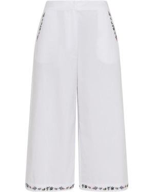 Marella Wide-Fit Embroidered Trousers - White