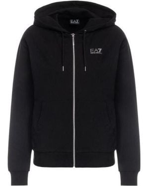 EA7 Logo Hooded Casual Jacket - Black