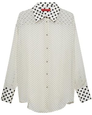 MAX&Co. Polka-Dot Silk-Georgette Shirt - White